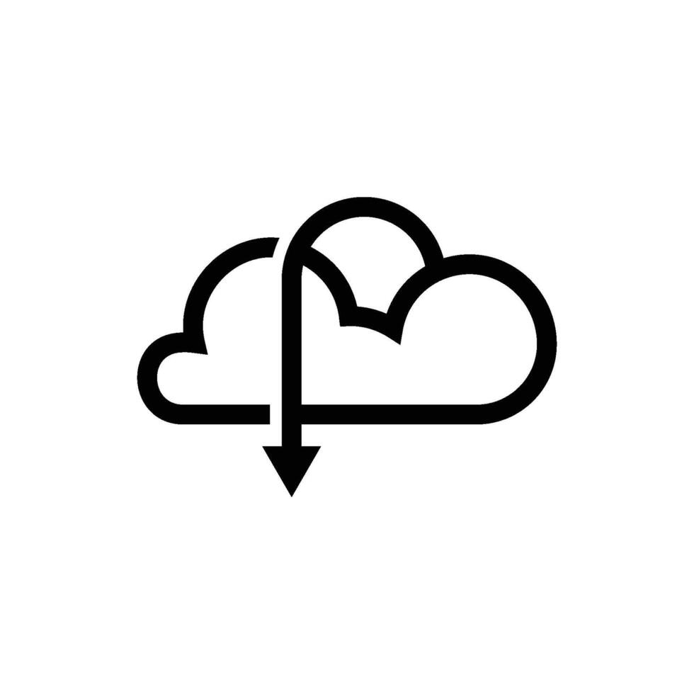 simple logo or icon of cloud and down arrow vector