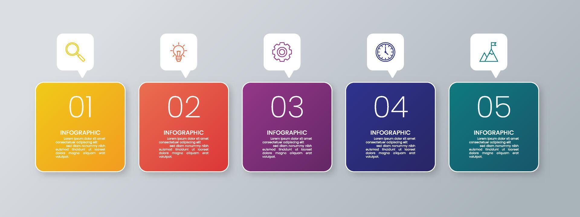 5 square infographic with business icon vector