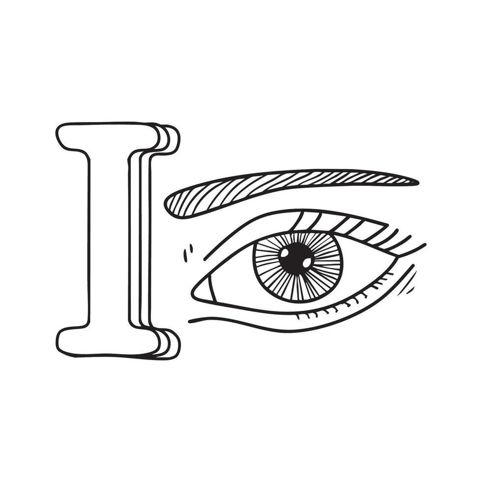 A doodle illustration of letter I and Iris vector