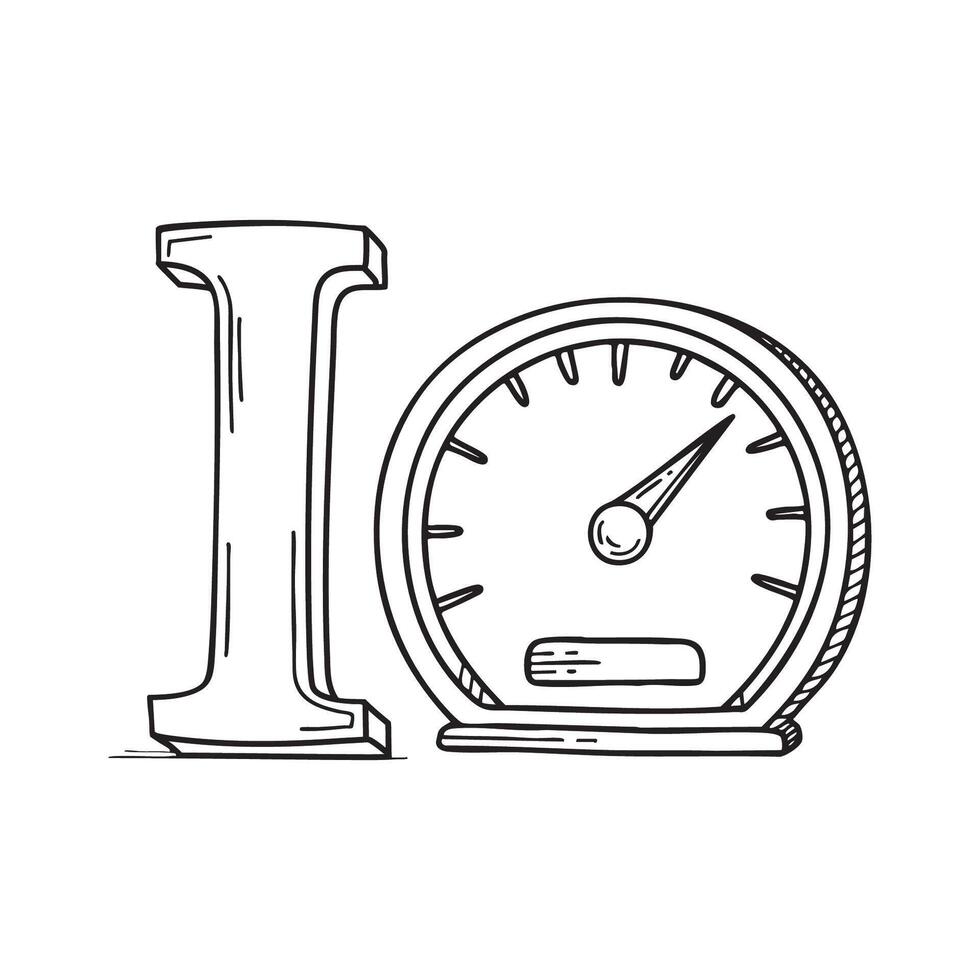 A doodle illustration of letter I and Indicator vector