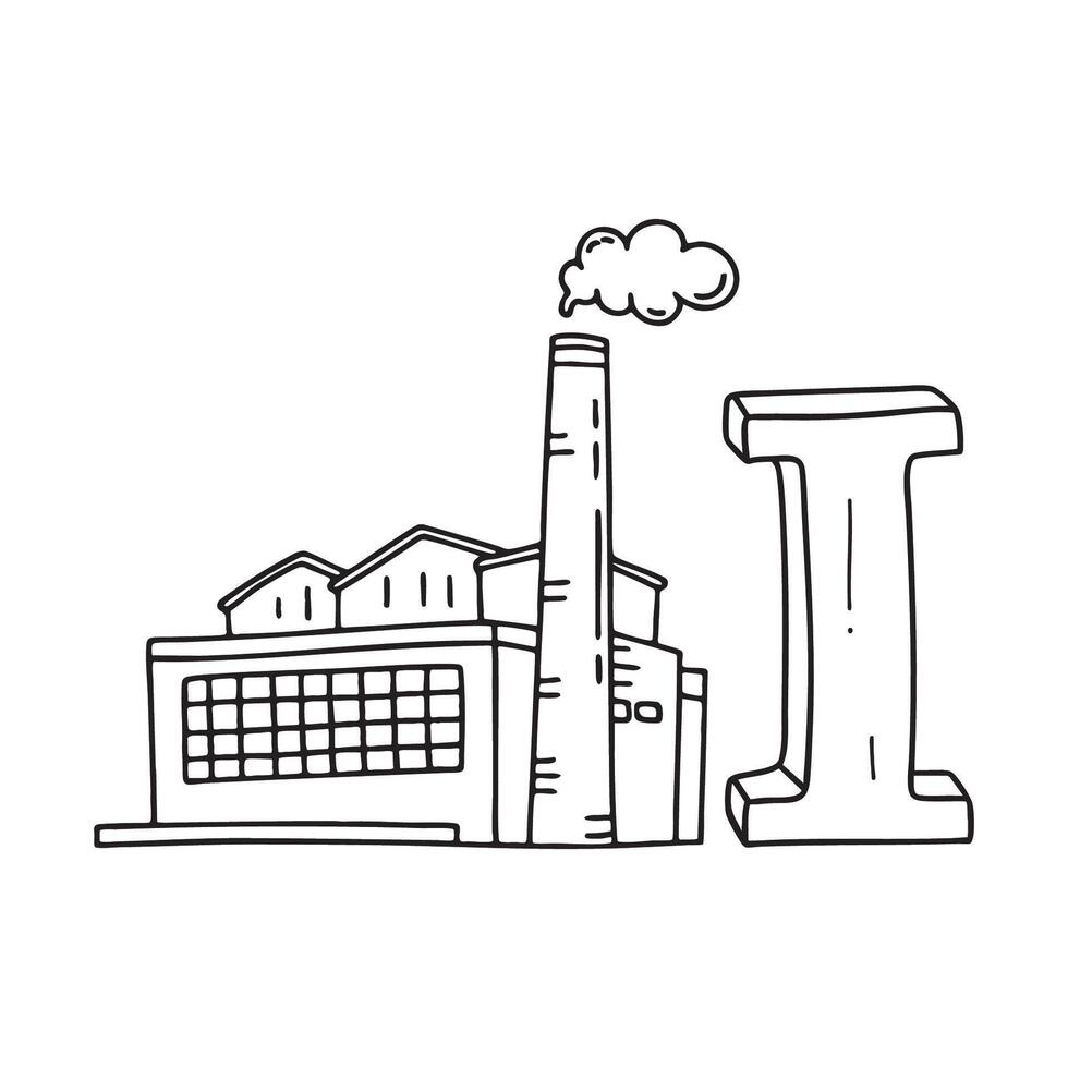 A doodle illustration of letter I and Industry vector