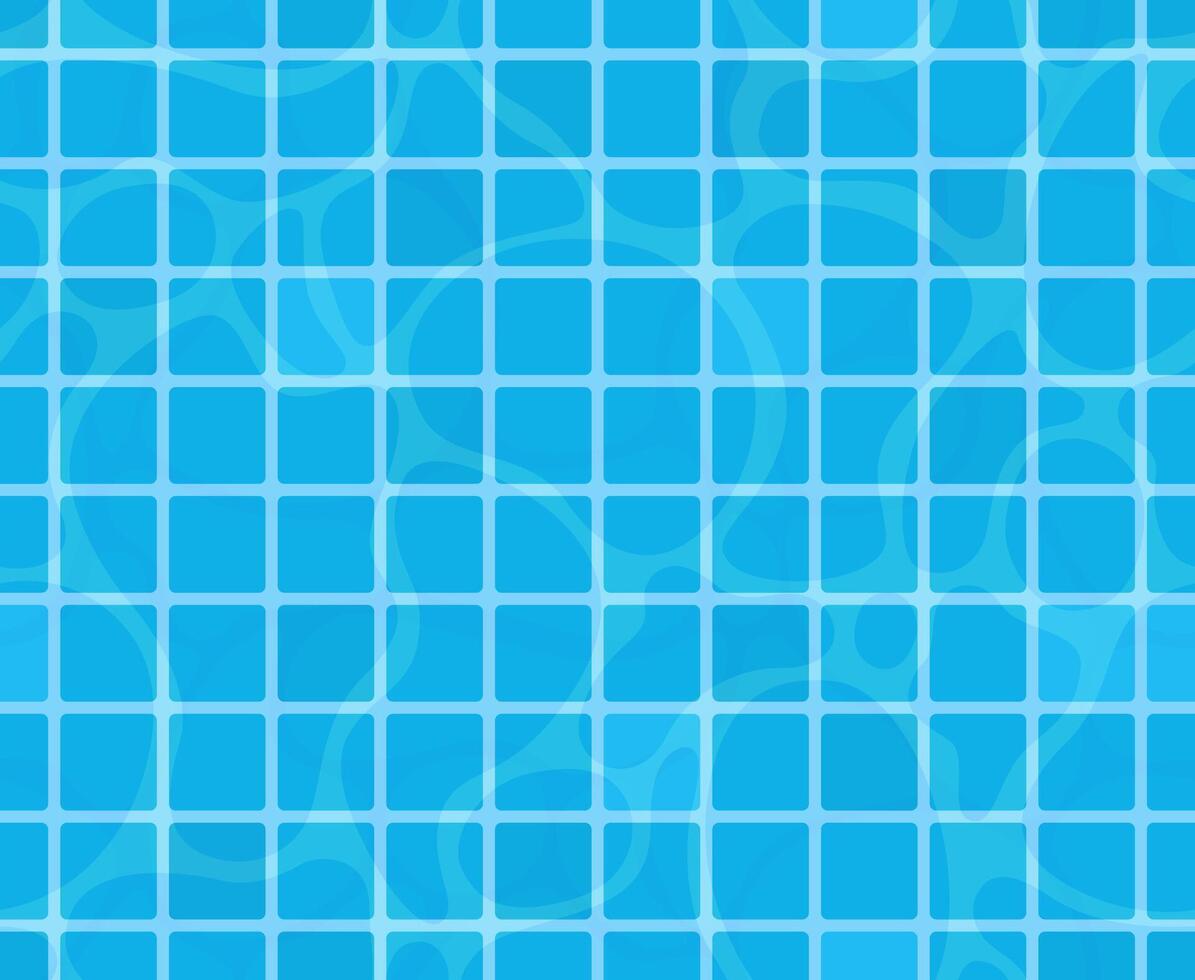 Swimming pool bottom caustics ripple and flow with waves. Seamless pattern. Texture of water surface. Overhead view. illustration. vector