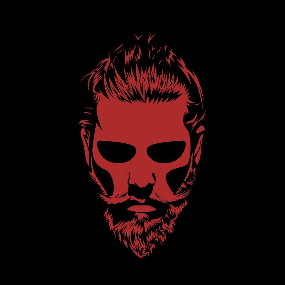 Gentleman face red silhouette vector