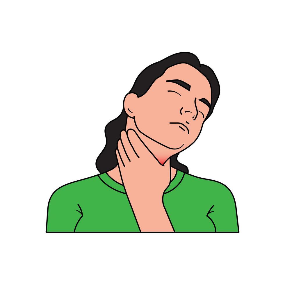 a woman had a pain in her throat vector