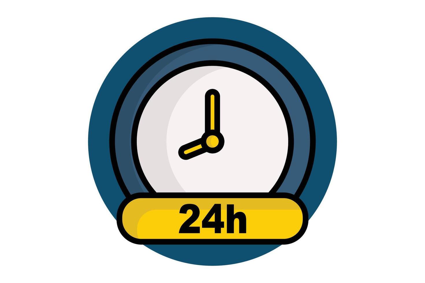 Day icon. colored outline icon style. clock with 24 h. icon related to time and date. time elements illustration vector