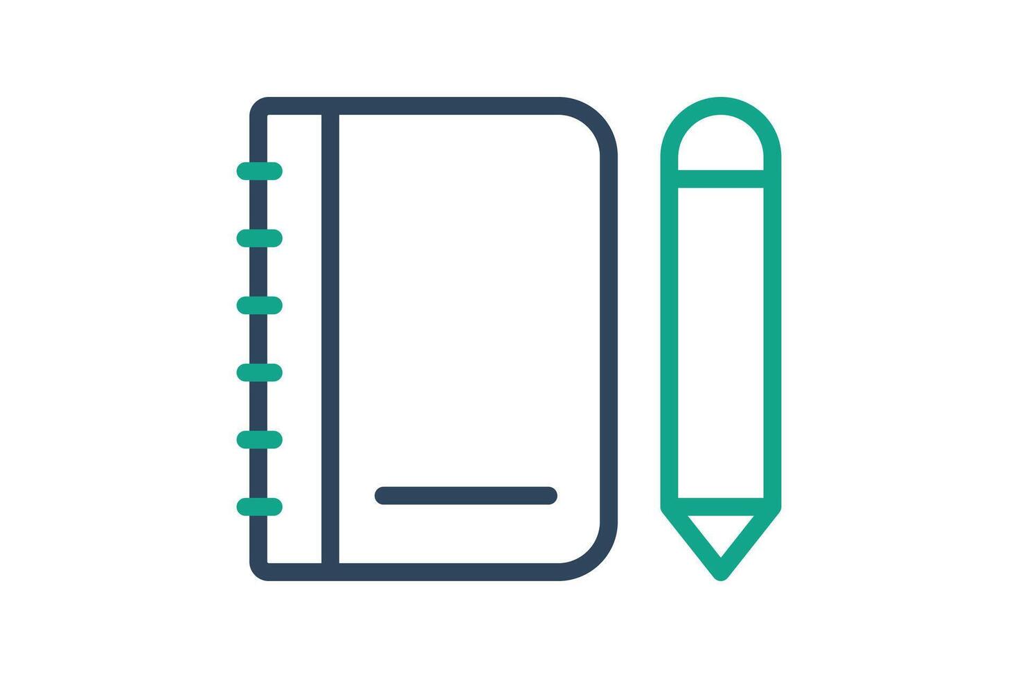 Agenda icon. line icon style. book with pencil. icon related to time and date. time elements illustration vector