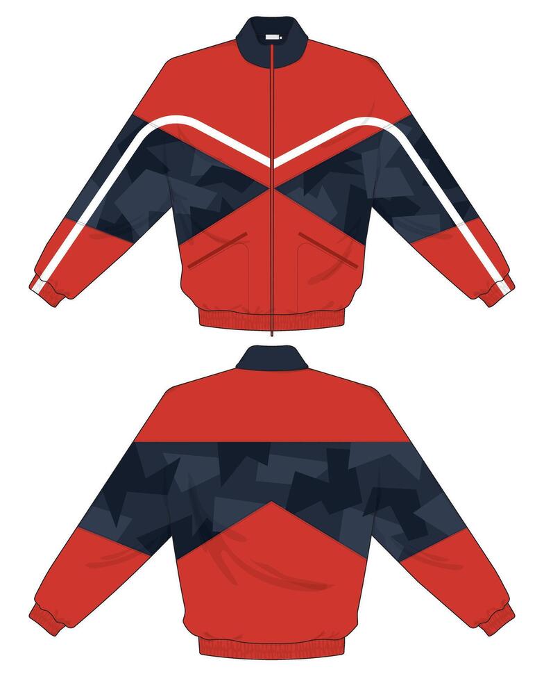 red jacket design template front and back view vector