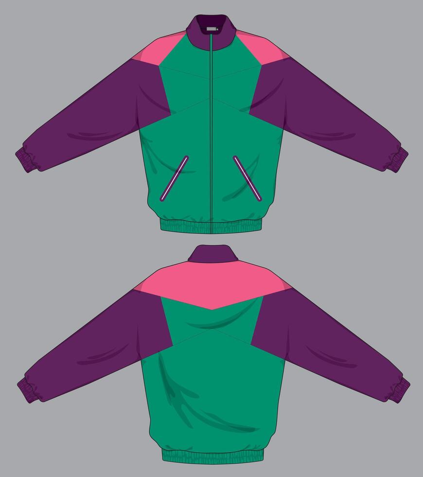 windbreaker jacket design template with colorful design vector