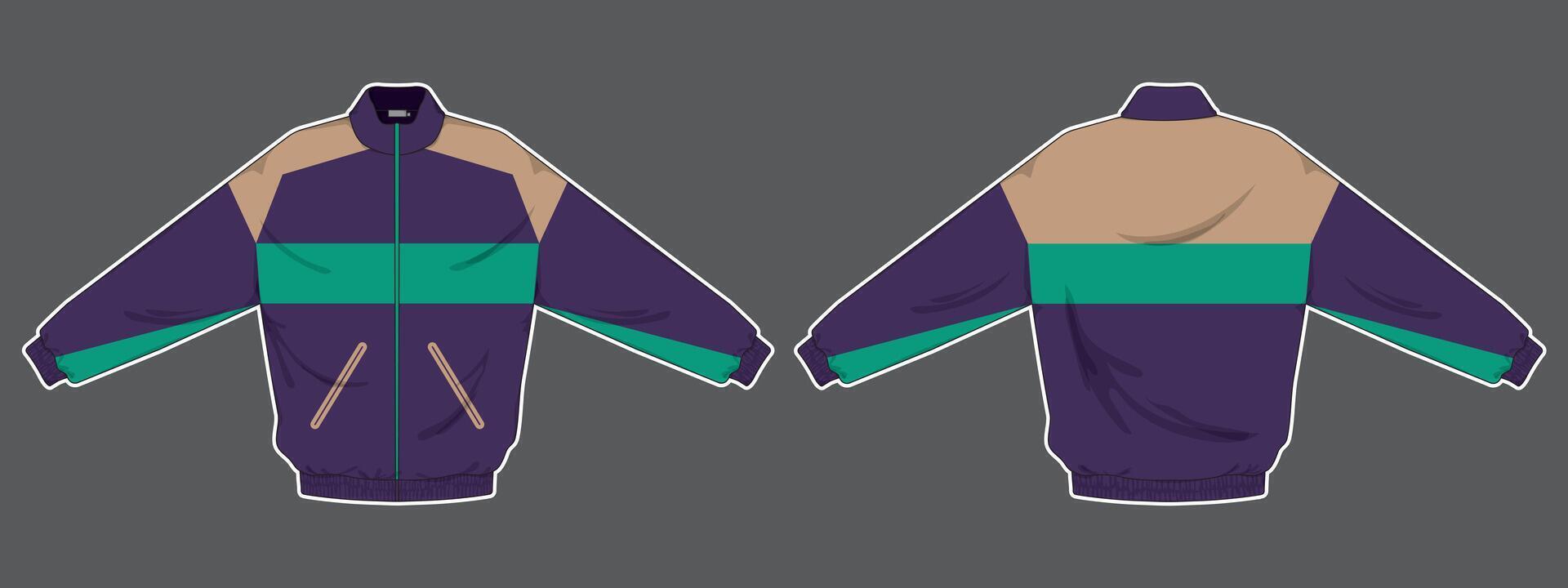 windbreaker jacket for sports team front and back view vector