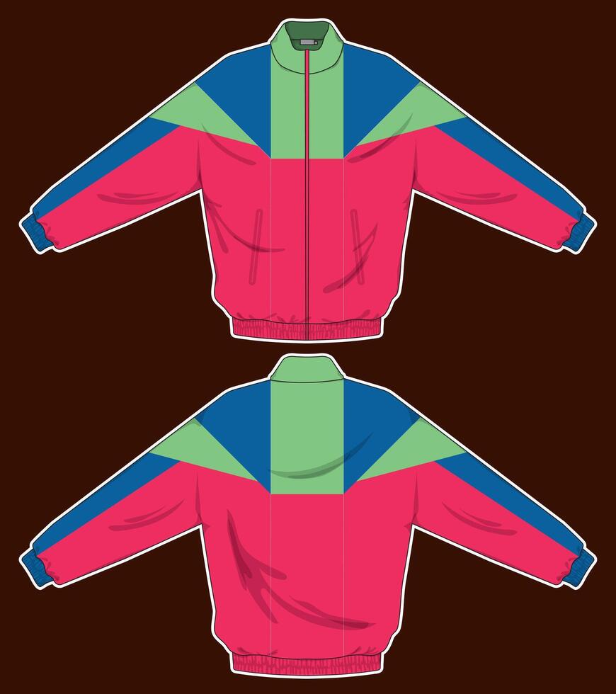 bright colorful jacket design template front and back design vector