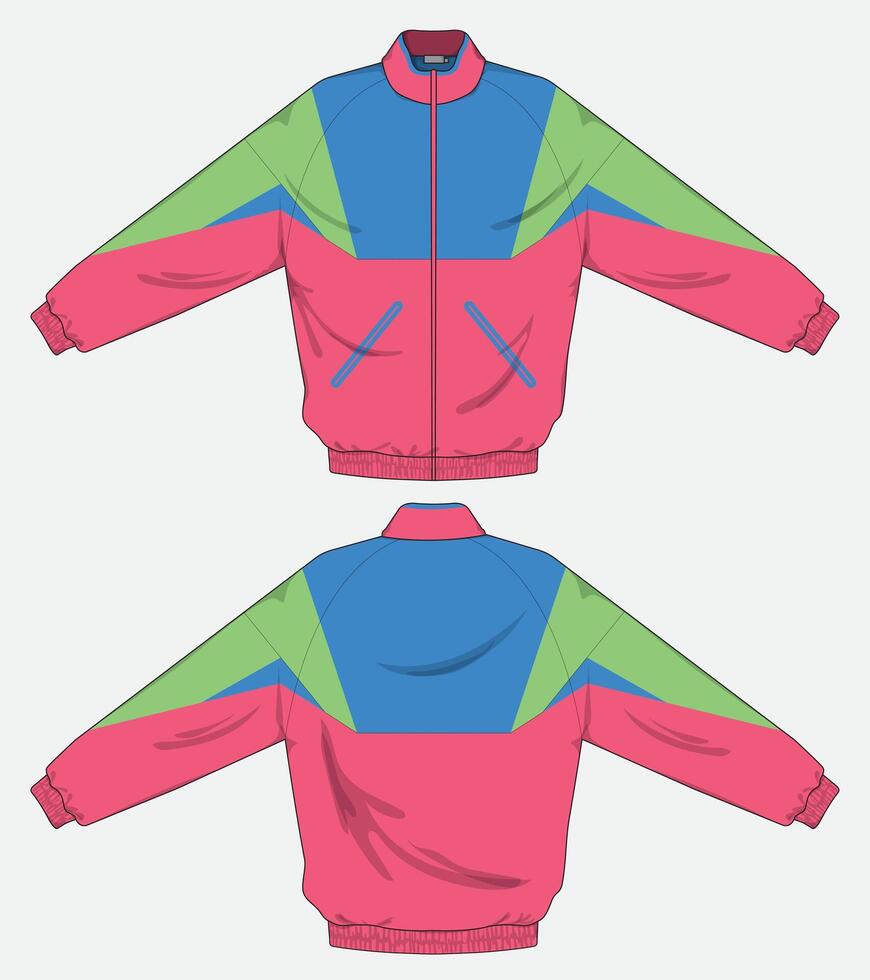 jacket with colorful bright combination template front and back vector