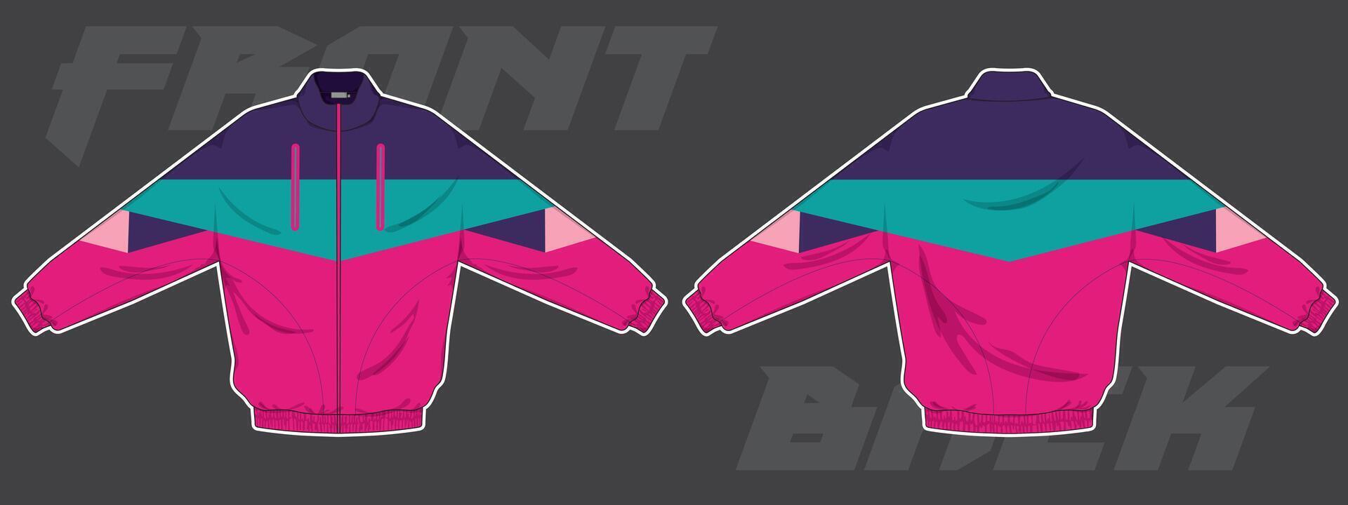 modern design colorful track jacket template design vector