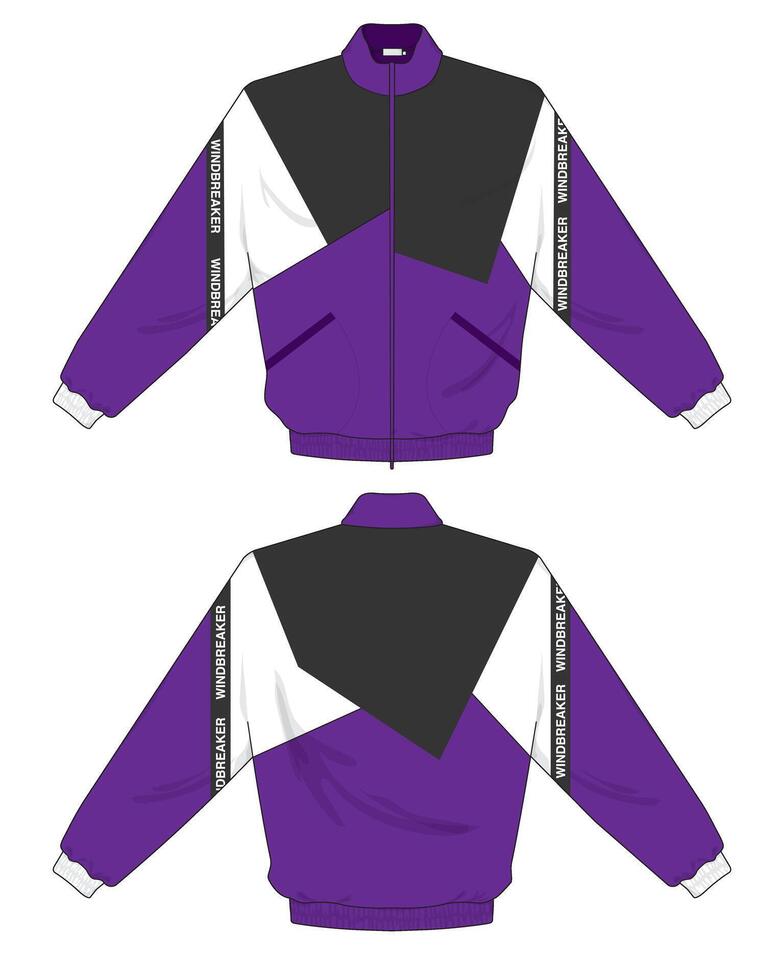 modern street style jacket design front and back angle vector
