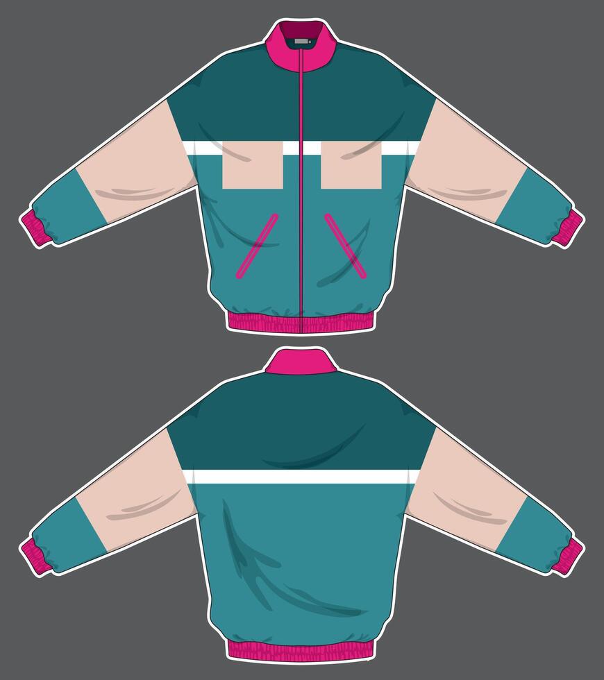 stylish varsity jacket with white outline template vector