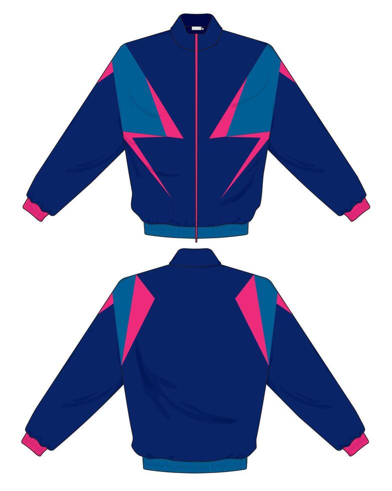 retro jacket design template back and front view vector