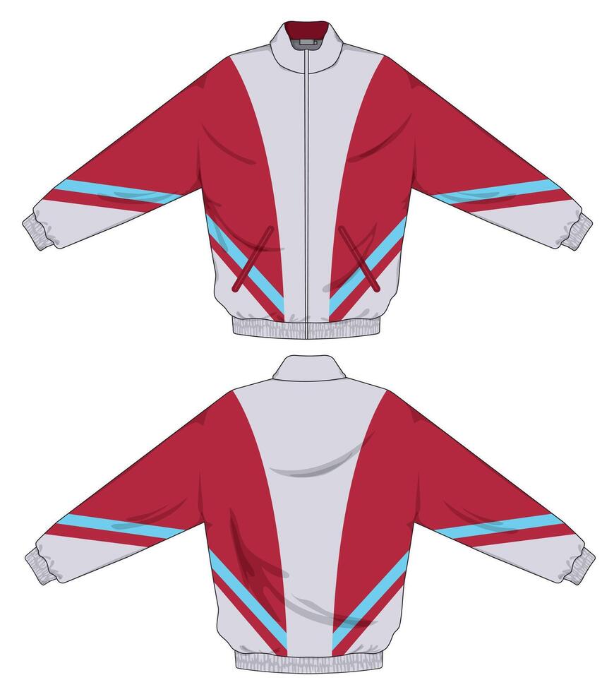 track jacket design template back and front view vector
