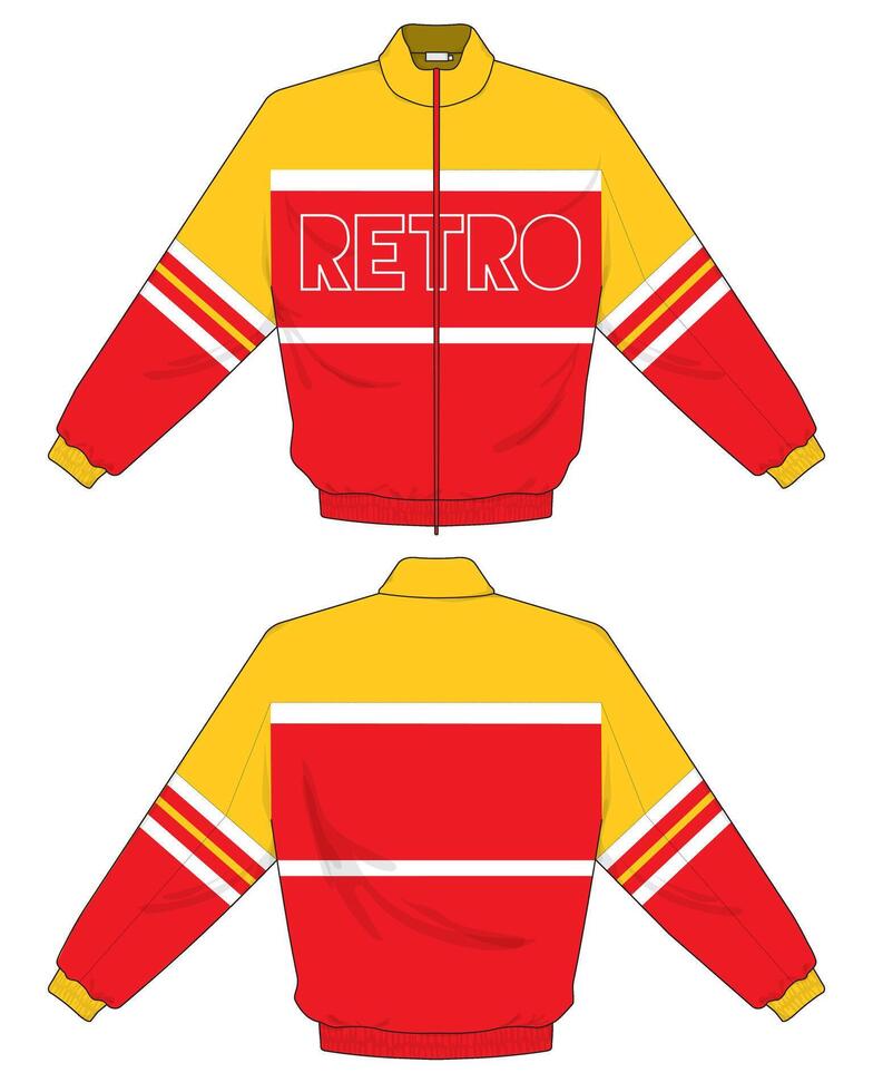 varsity jacket in color red and yellow design vector