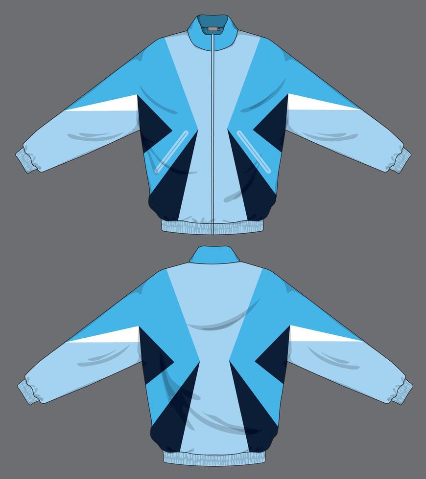 jacket design with different color of blue back and front angle vector
