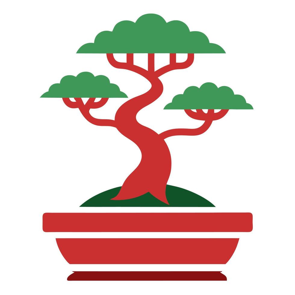 Beautiful bonsai tree illustration for serene indoor environments. vector