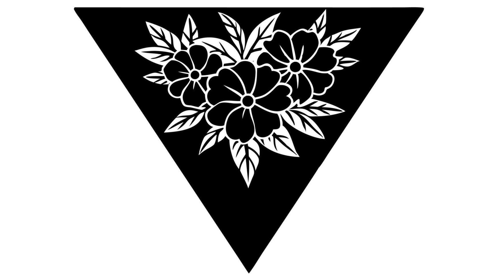 Intricate triangular ornament featuring botanical flower elements vector