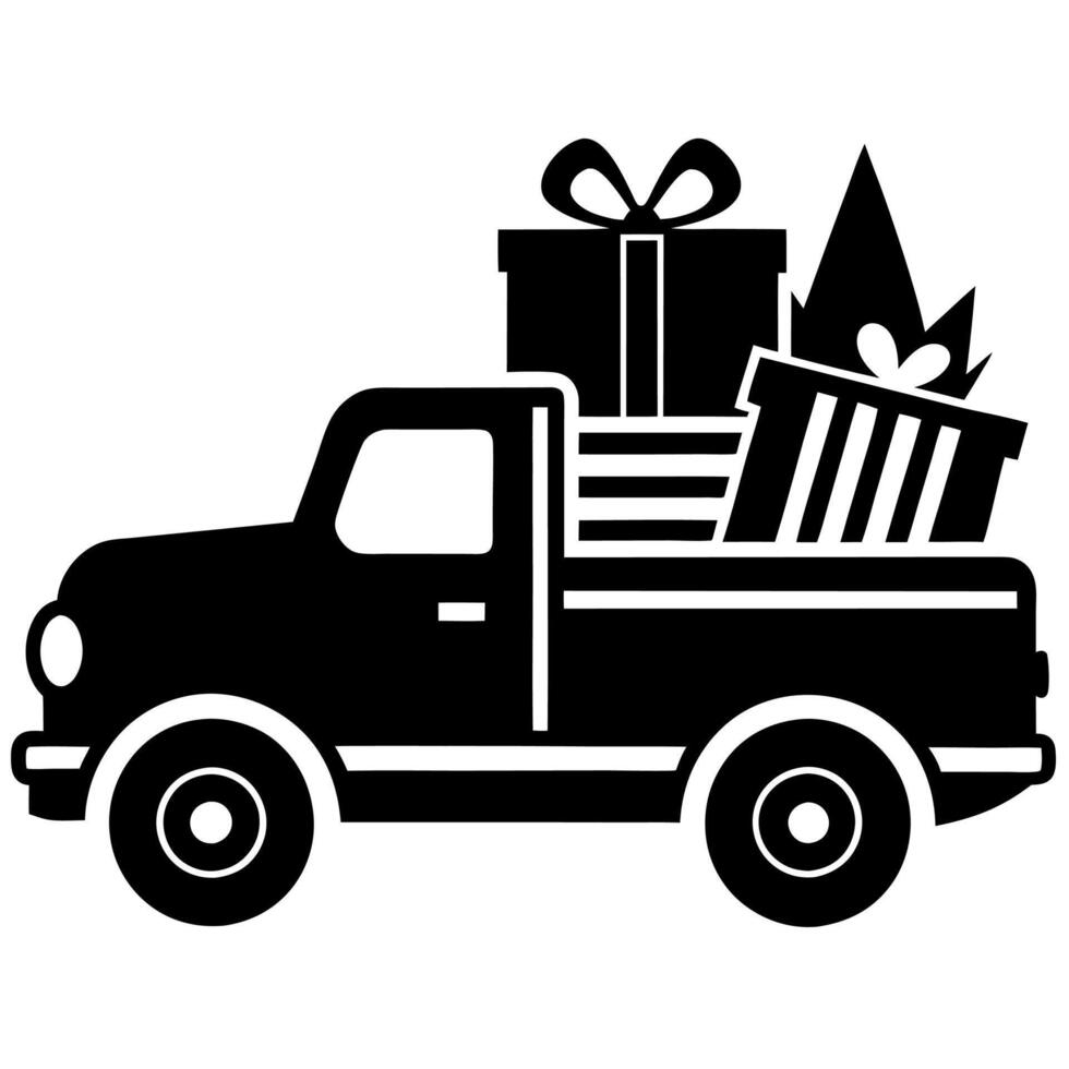 Pickup truck illustration loaded with boxes for logistics vector