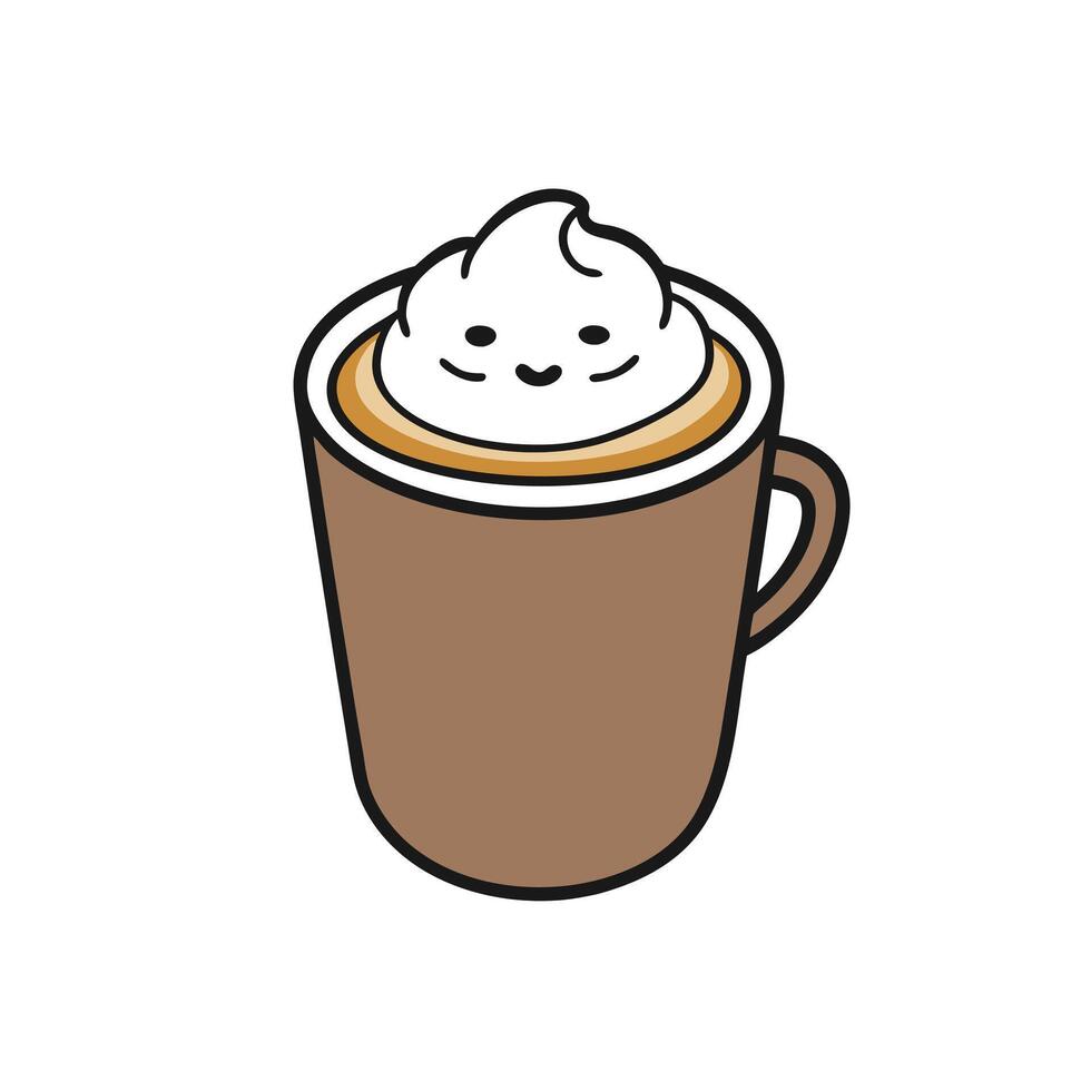 Artistic latte with frothy milk foam, perfect for coffee lovers. vector
