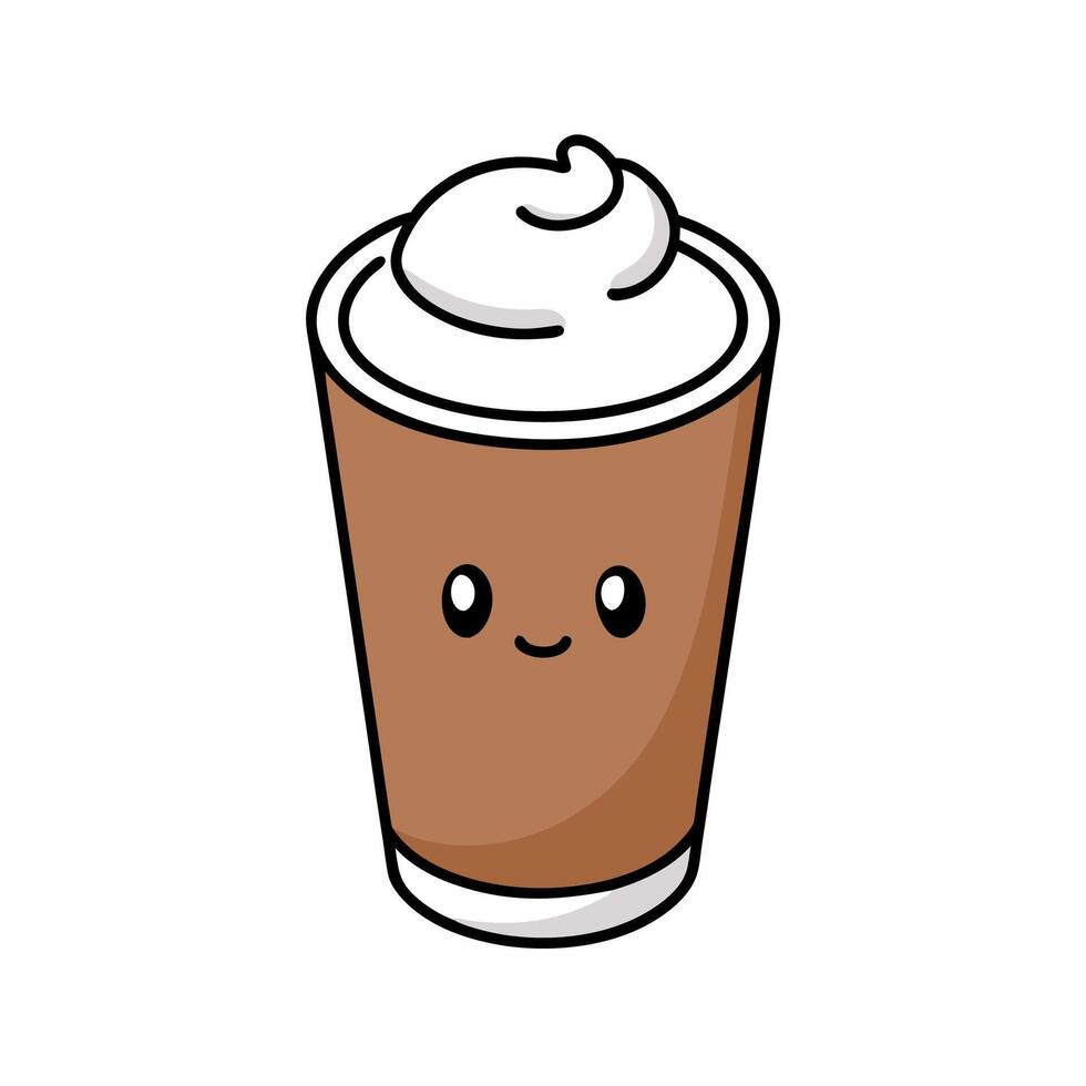 Elegant latte cup with frothy artwork, ideal for cafe menus. vector