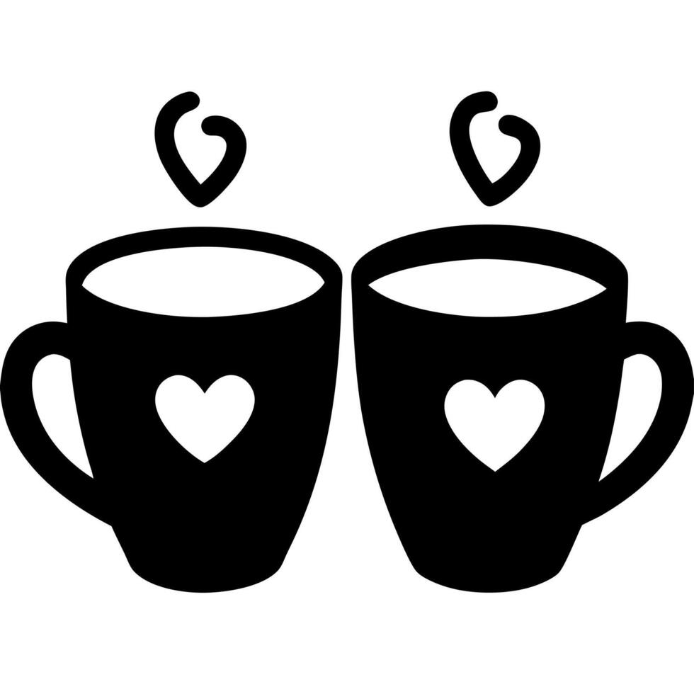 Latte coffee couple enjoying frothy art in a warm cup illustration. vector