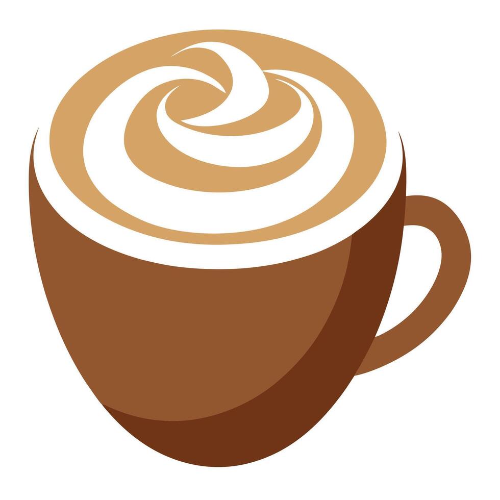 Smooth frothy latte art design for a perfect coffee experience. vector