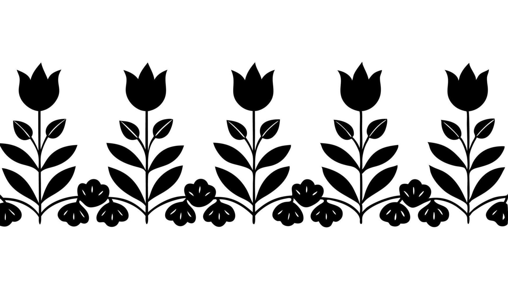 Elegant repeating floral border design with nature vector