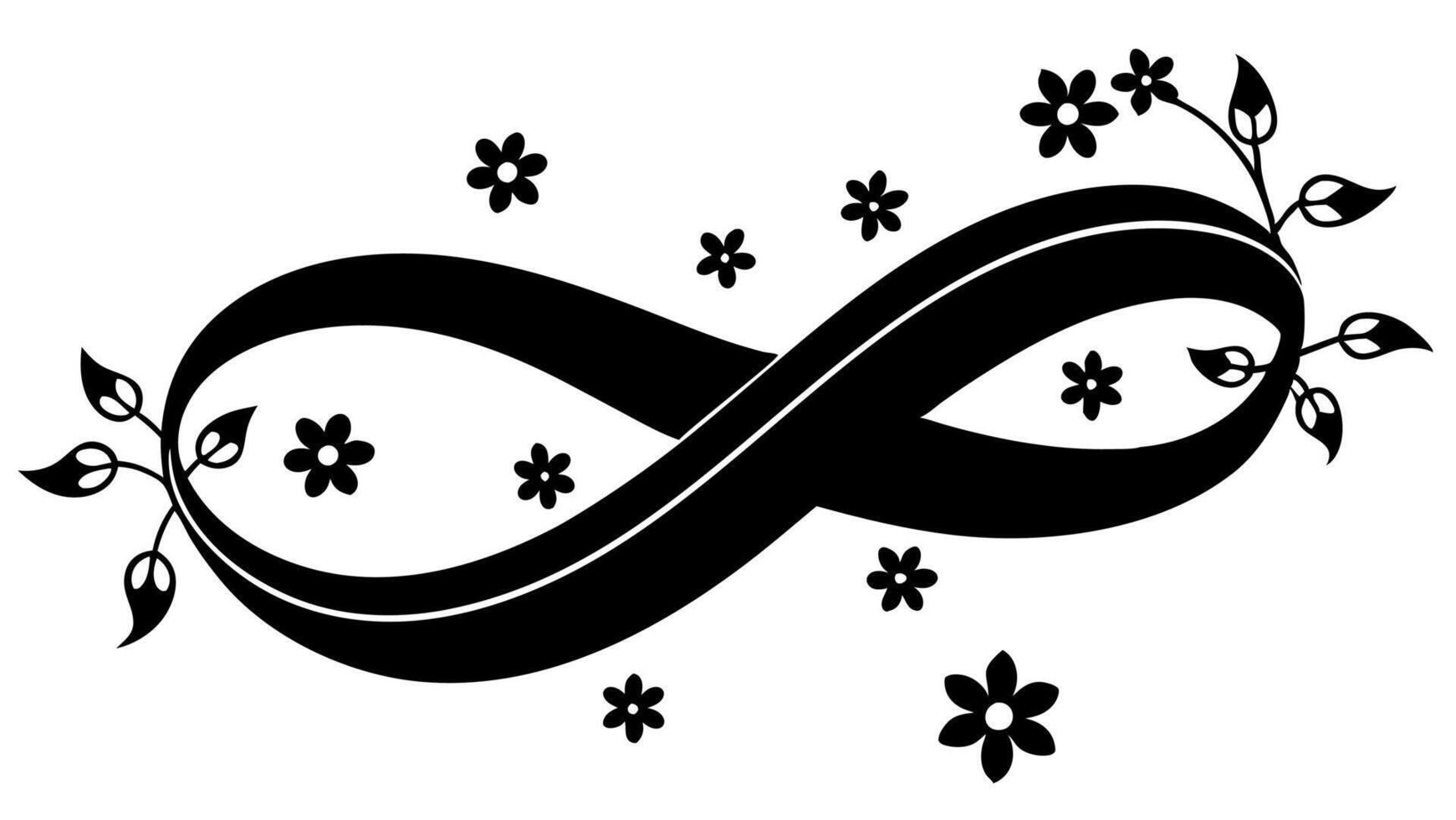 Graceful floral infinite symbol silhouette ideal for nature art vector