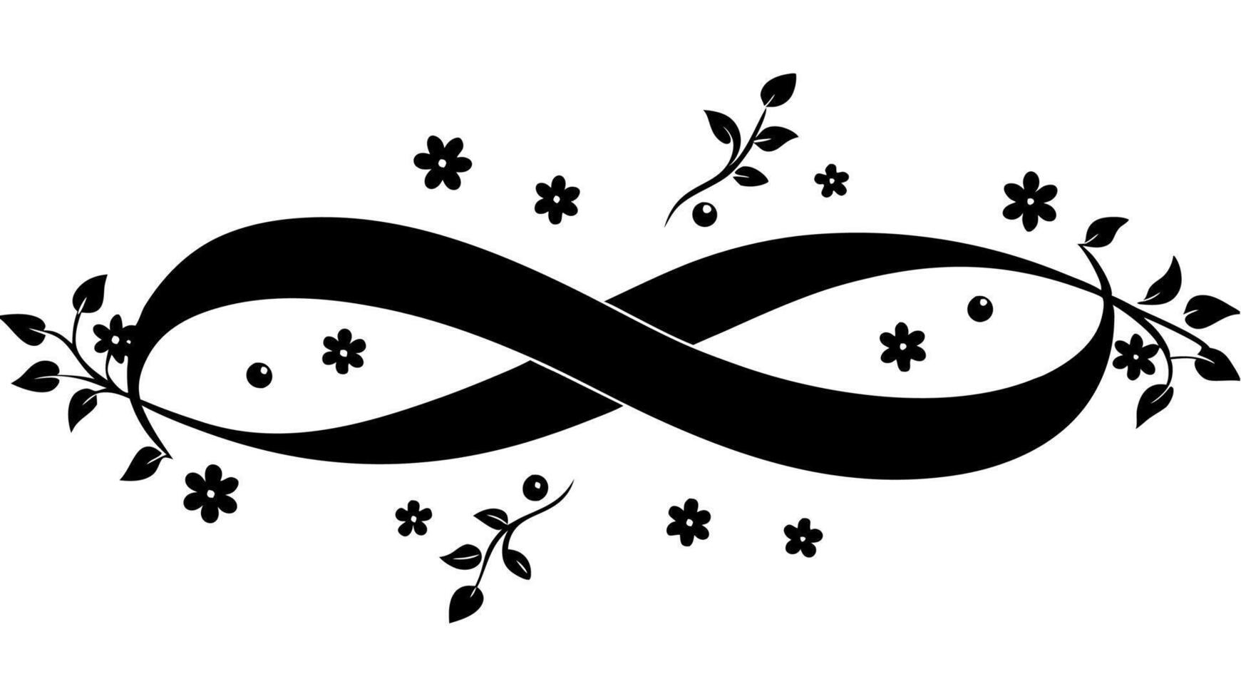 Elegant floral infinity symbol silhouette art for creative designs vector