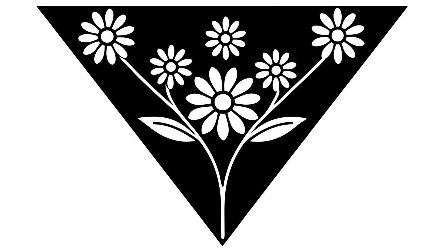 Monochrome triangular floral ornament delicate style vector