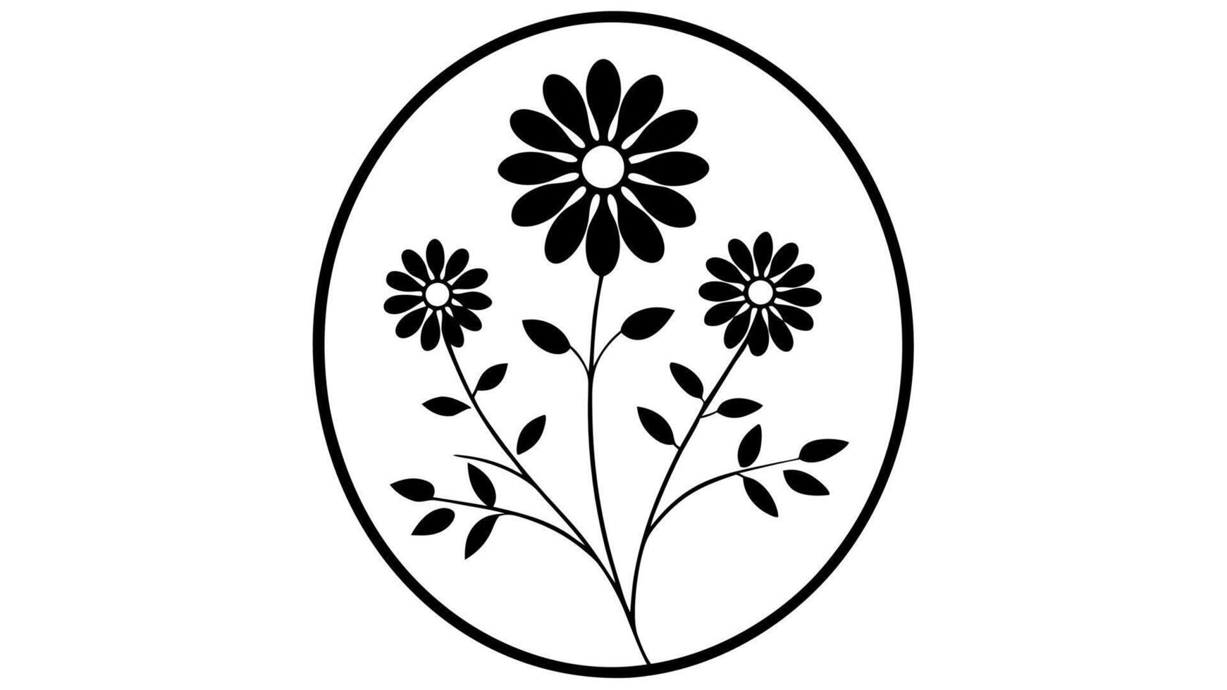 Chic and stylish oval-shaped floral illustration. vector