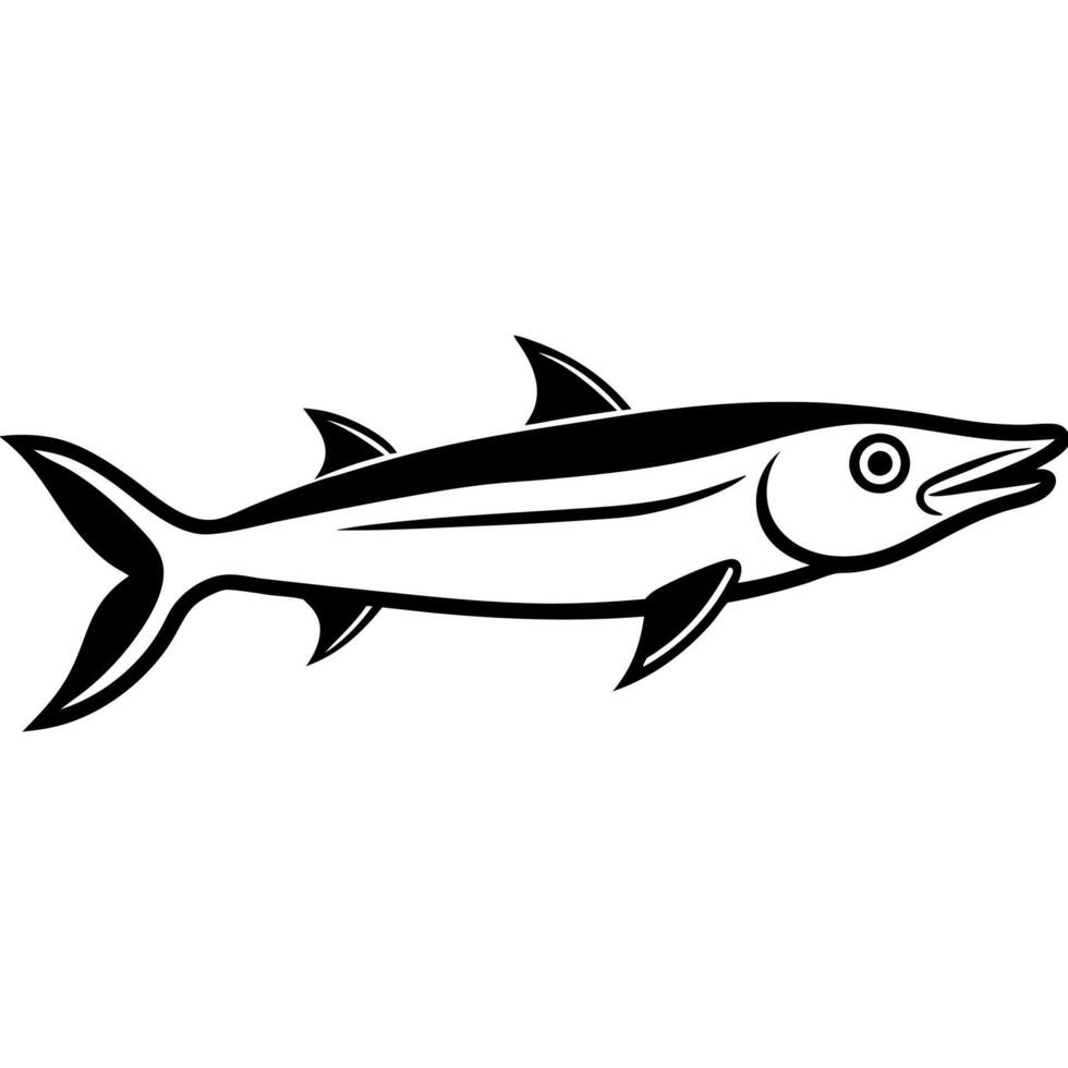 A Sharp and Predatory Barracuda in Minimalistic Line Design vector