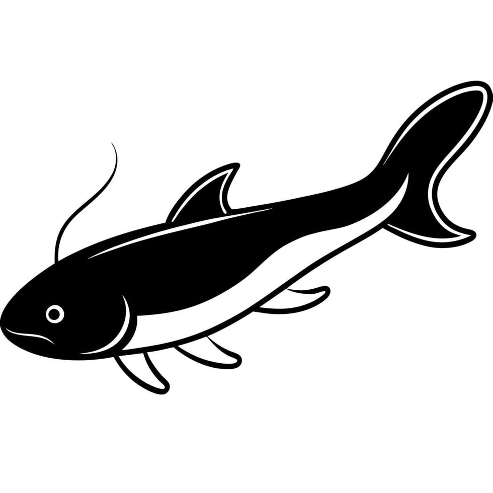 Simple Fish Silhouette Drawing for Marine and Aquatic Art Design vector