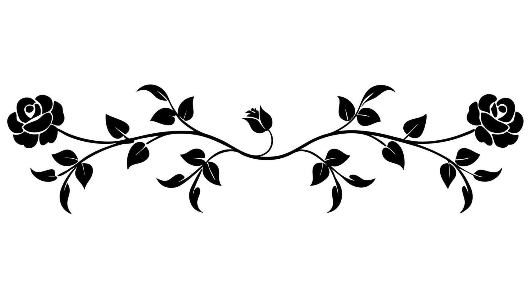 Floral linear divider silhouette art illustration design vector