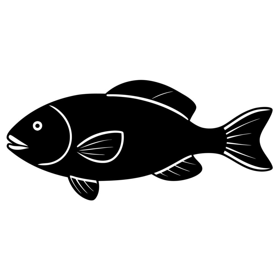 Grouper Fish Silhouette with Intricate Fin Details for Art vector