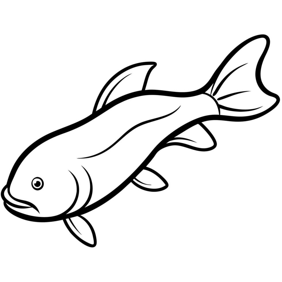 Abstract Fish Silhouette Drawing for Ocean Art vector