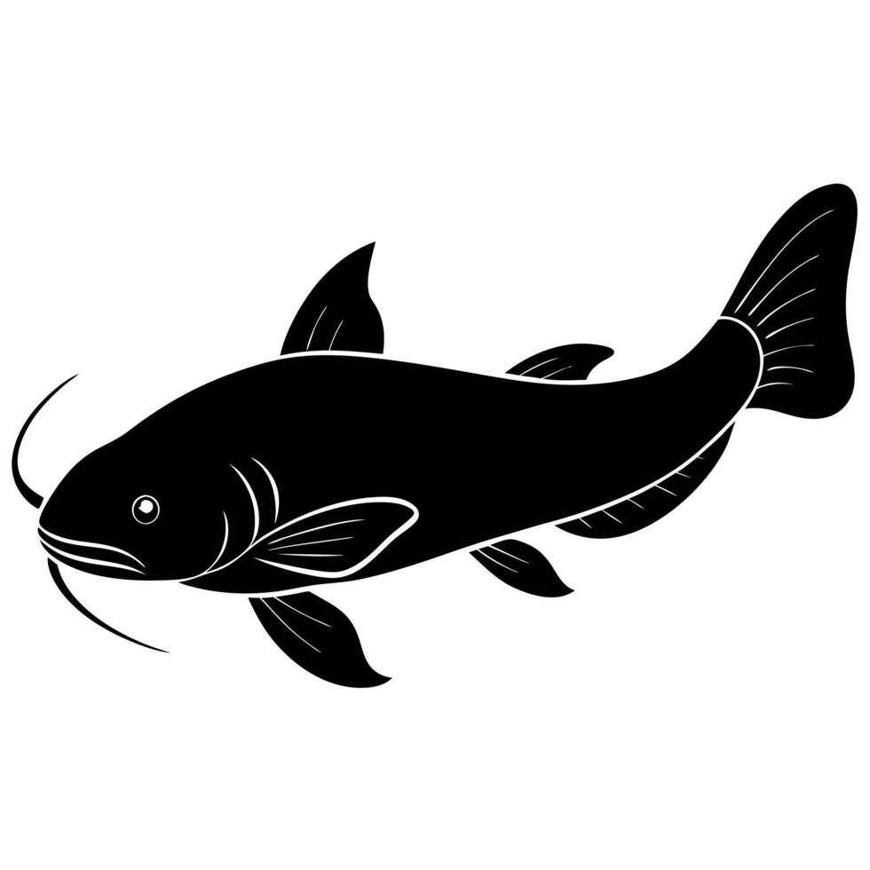 Fish Silhouette Drawing on a White Background vector