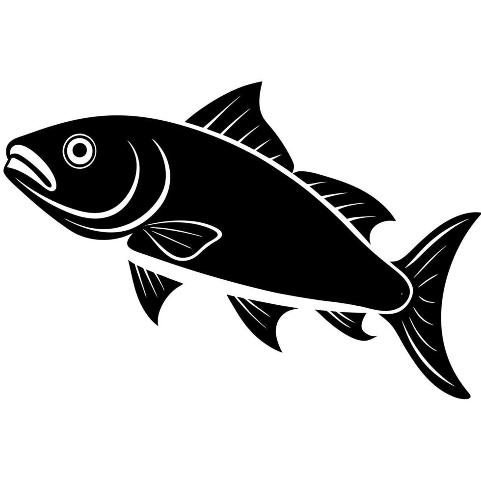 Marine Life Inspired Mahi Mahi Fish Silhouette Drawing vector