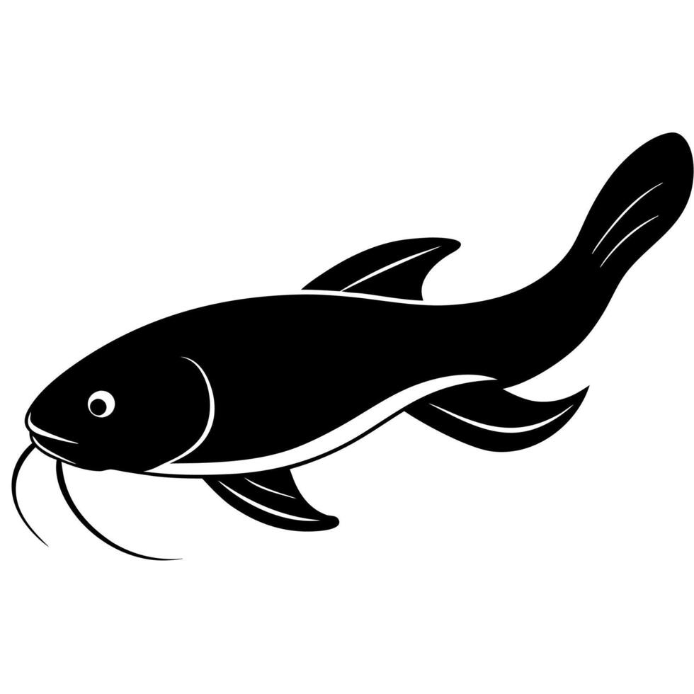 Fish Silhouette Drawing on White Background for Ocean and Marine Art vector