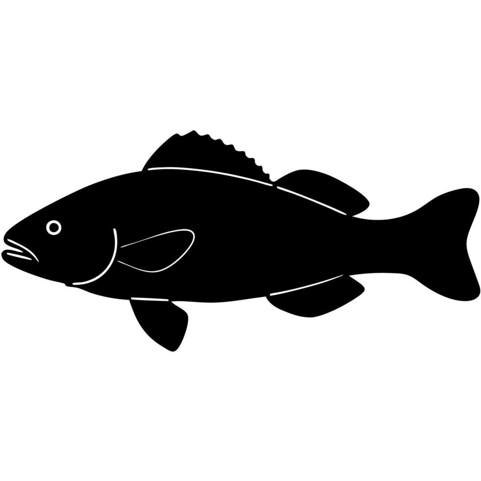 Elegant Grouper Fish Silhouette with Unique Fin for Designs vector
