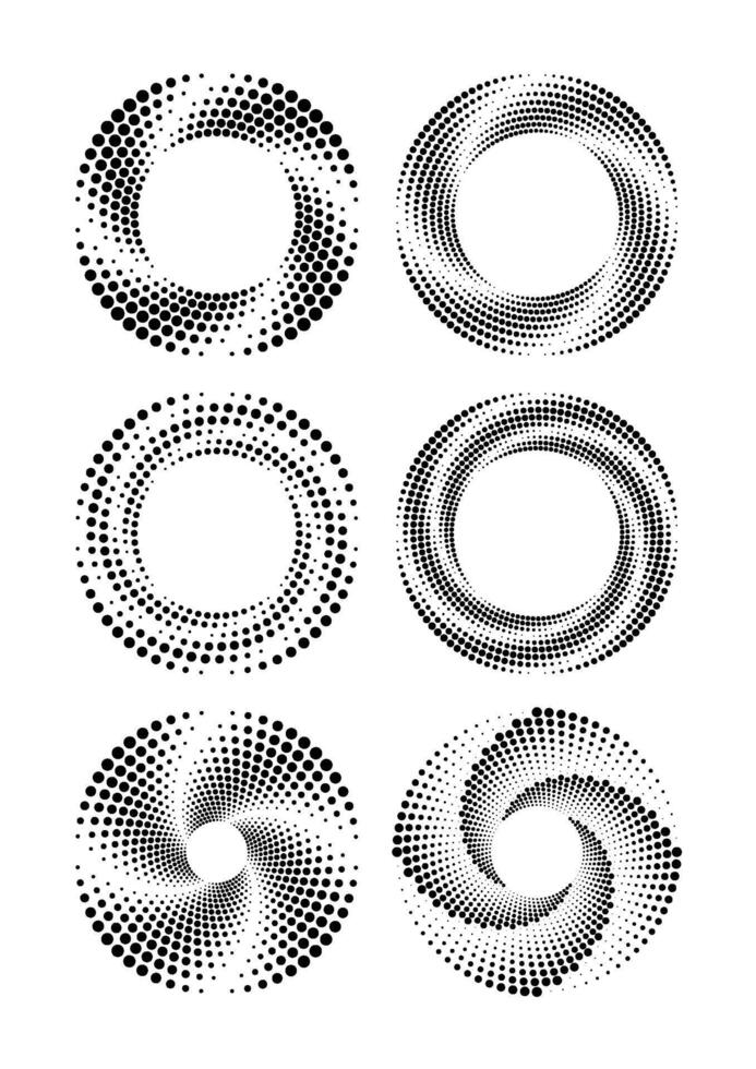 Spiral circle halftone textures vector