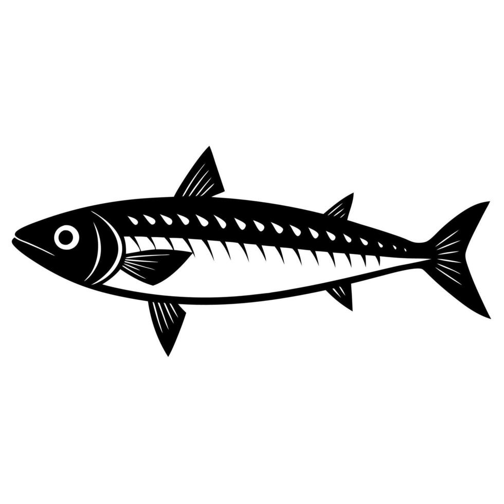Minimalistic Mackerel Fish Silhouette Designs vector
