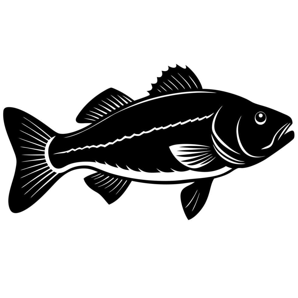 Elegant fish silhouette art perfect for creative designs. vector