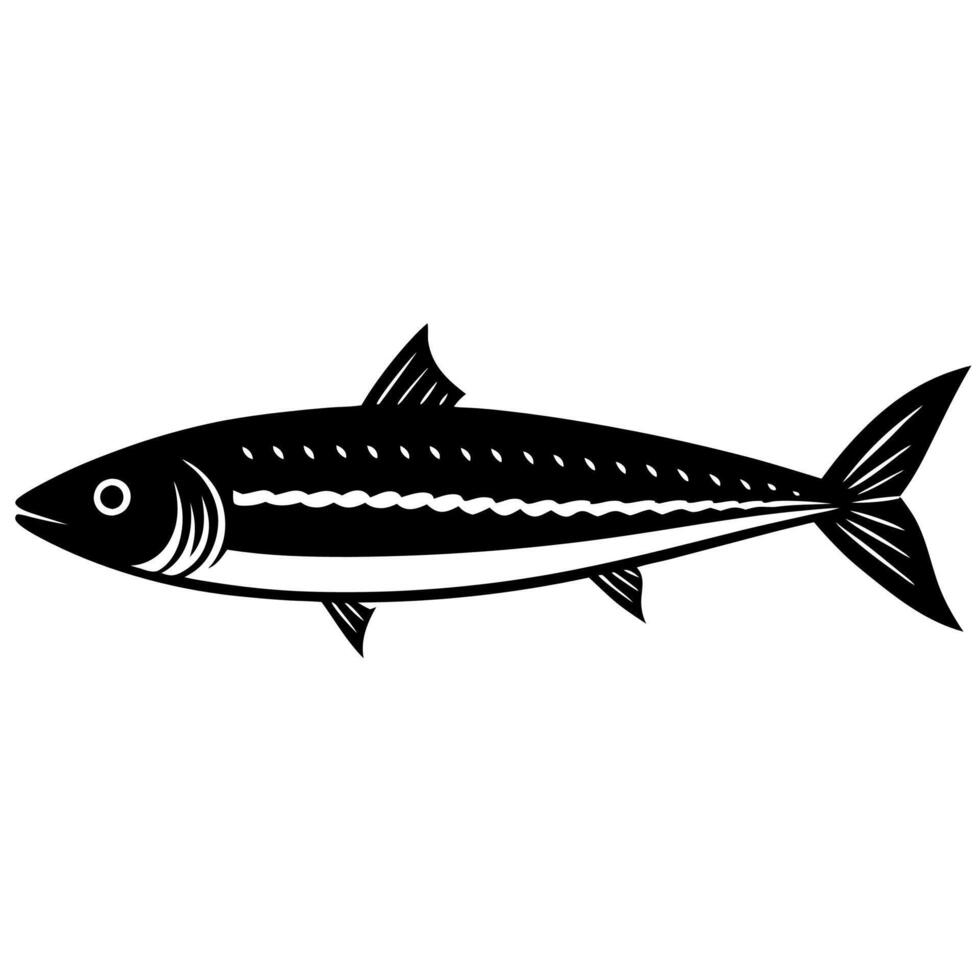 Artistic Black and White Mackerel Fish Silhouette vector