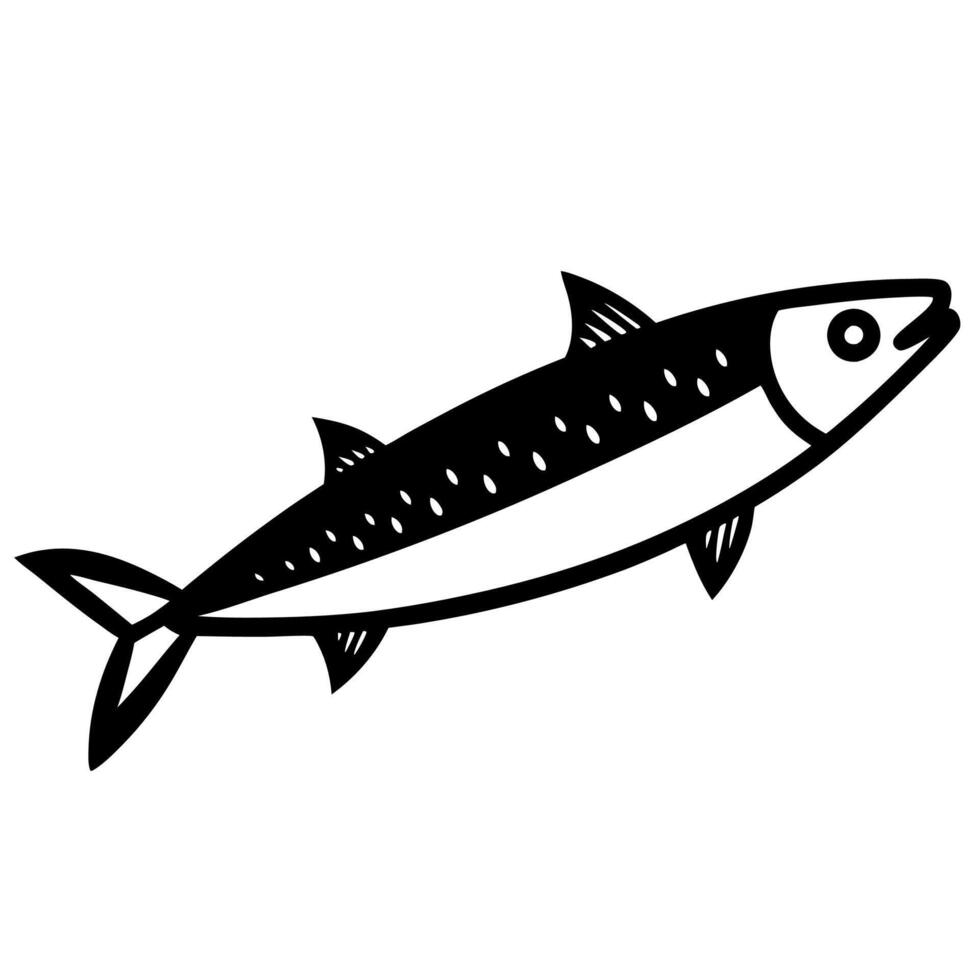 Detailed Mackerel Fish Silhouette for Ocean Art vector