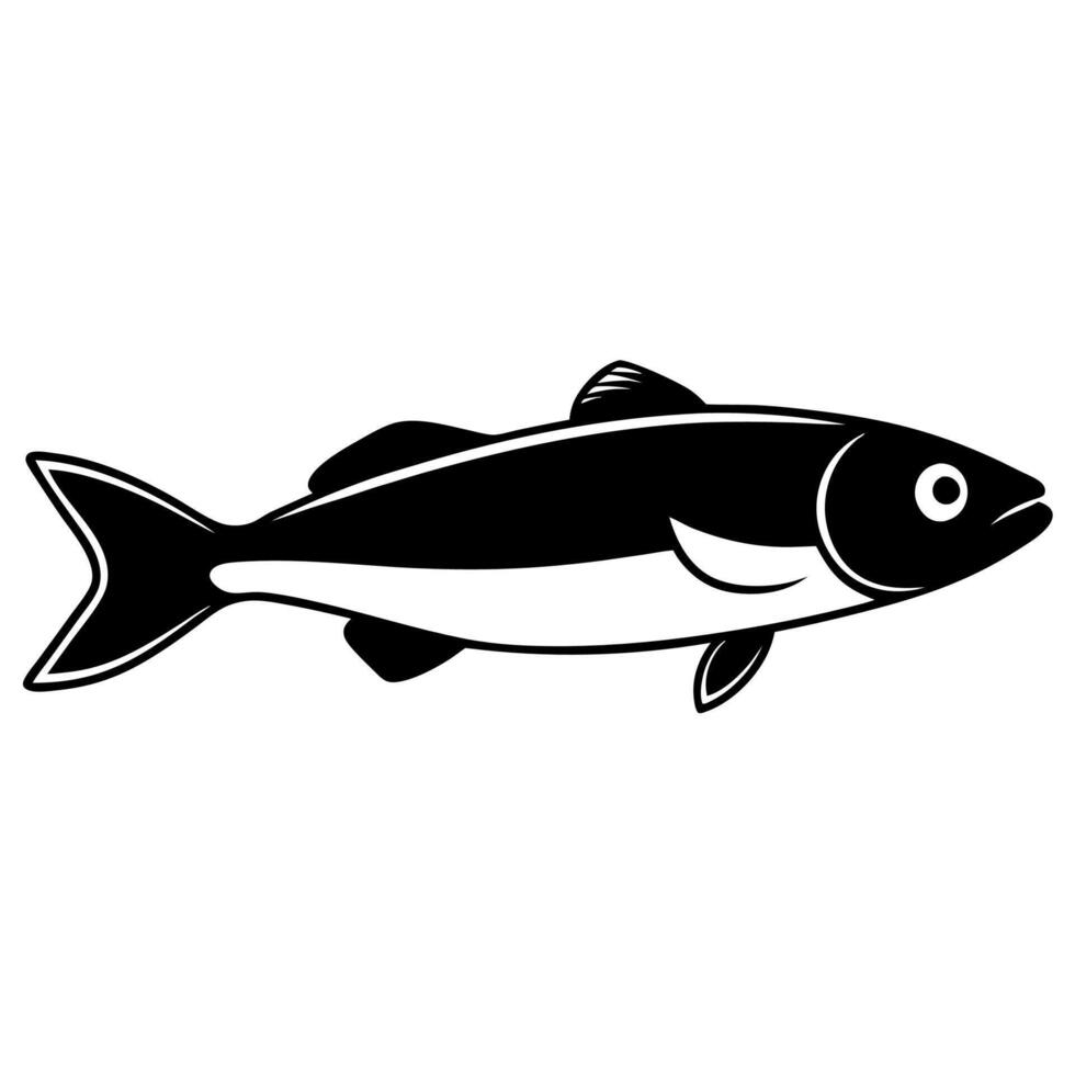 Stunning black codfish silhouette ideal for creative projects. vector