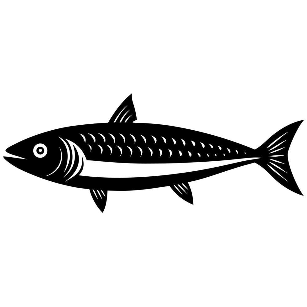 Fresh Mackerel Fish Silhouette in Elegant Drawing vector